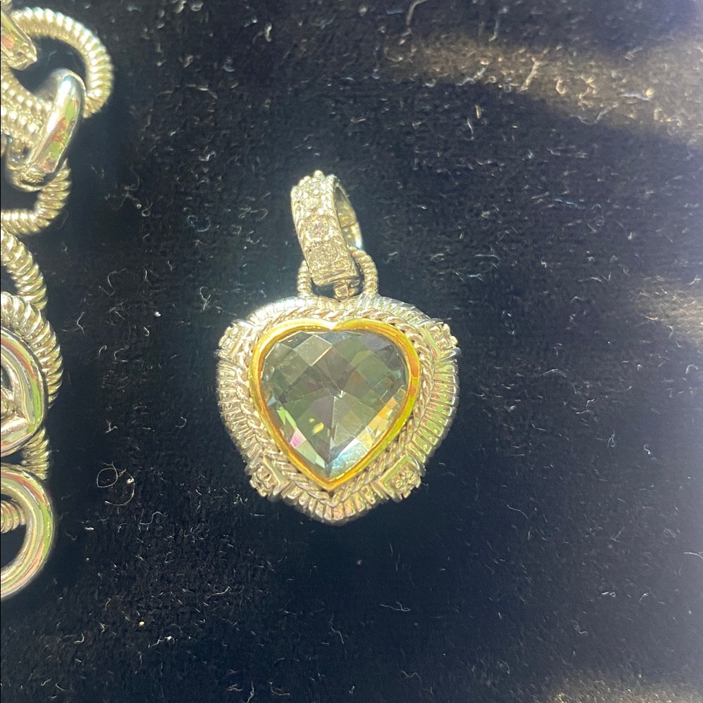 Judith Ripka Elegant Silver Heart Pendant Necklace removable pendant-16’ - Picture 8 of 11